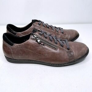 Mephisto Mobils Hawai Sneakers Womens Brown Leather Lace Side Zip US 10 EUR 7.5